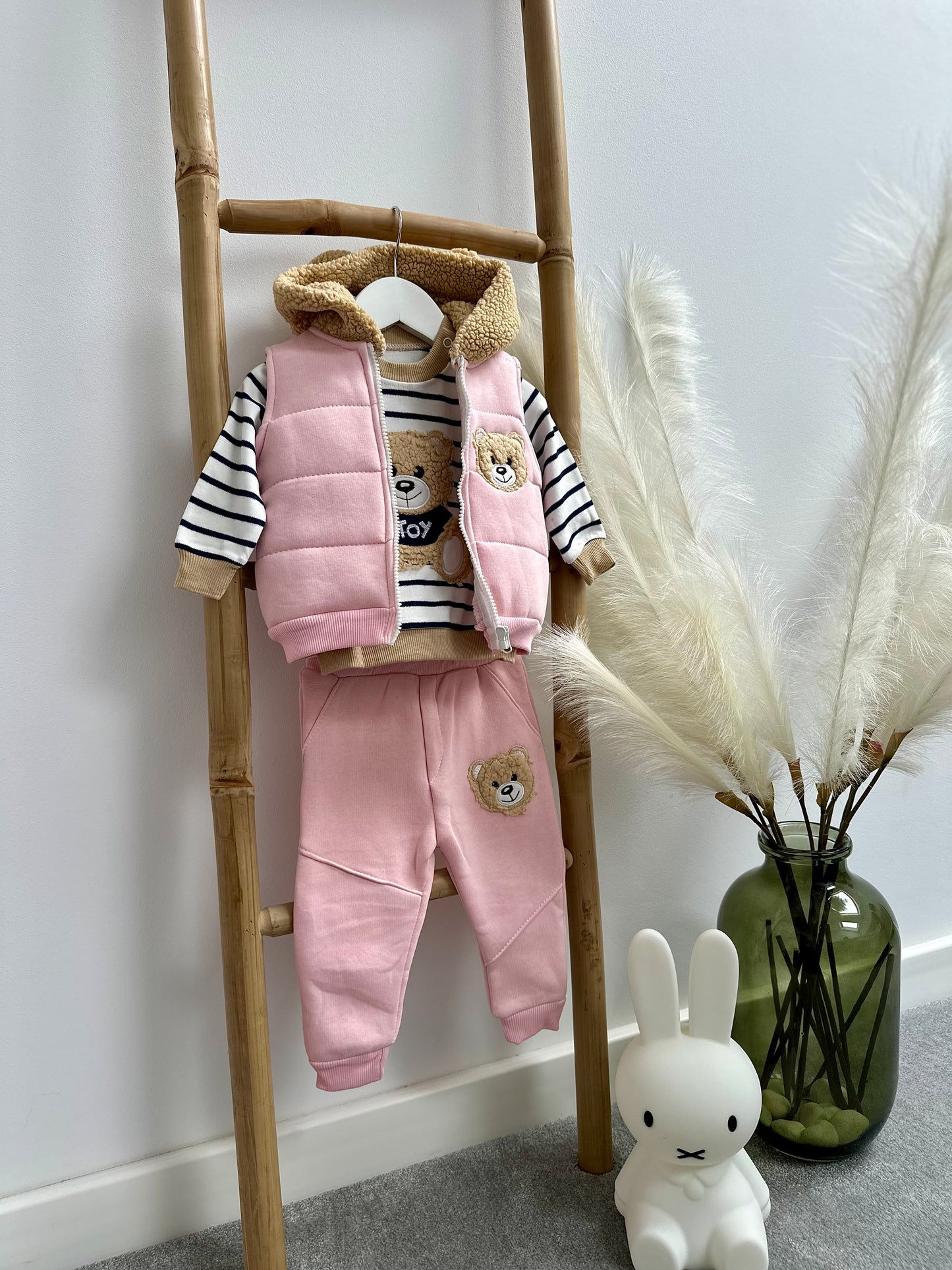 Costumașe din bumbac pentru copii - set cu pantaloni, hanorac și vestuță